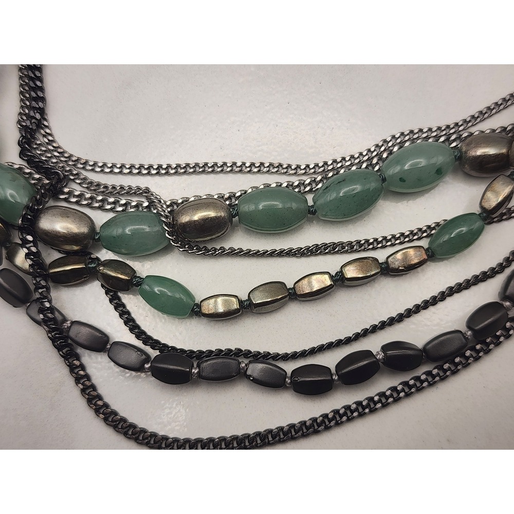 Kenneth Cole Reaction Multi Strand Gunmetal Necklance  Bead Toggle Clasp